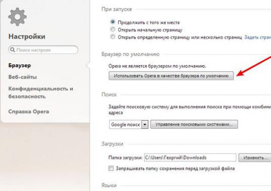 Kuinka tehdä Opera oletusselaimesta?